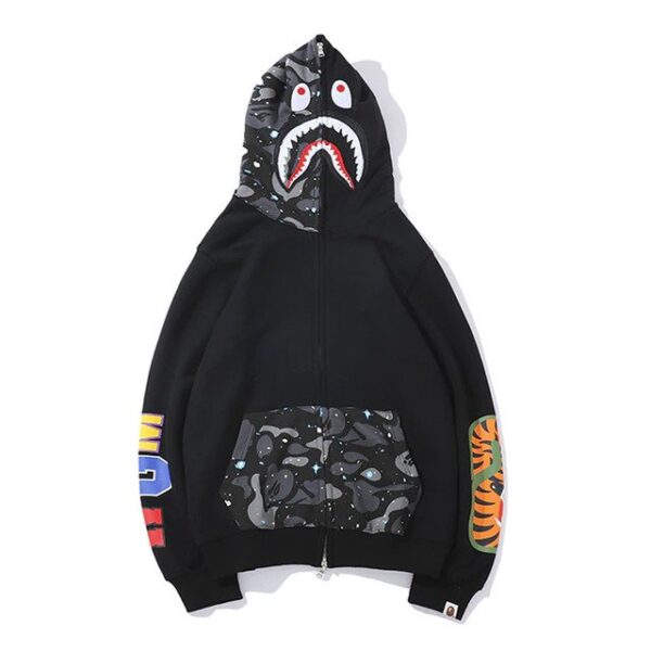bape zip up hoodie black