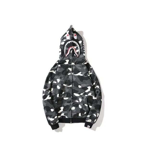 bape zip up hoodie black and white