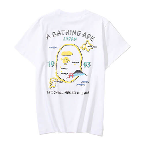 Bape Embroidered Graffiti Ape Head T Shirt white