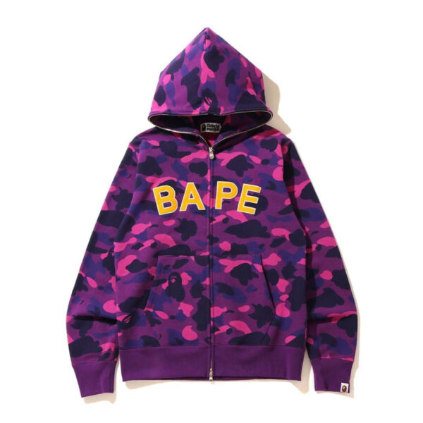 BAPE Casual Camouflage Embroidered Letters Thin Hooded Sweater Jacket green