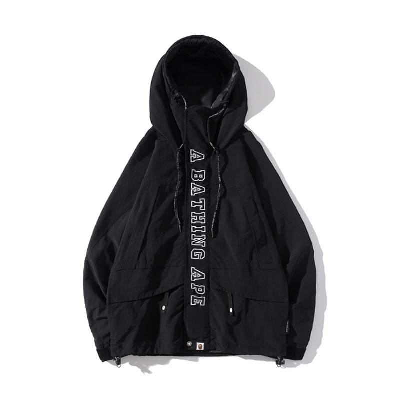BAPE Classic Solid Embroidered Letters Hoodie Black