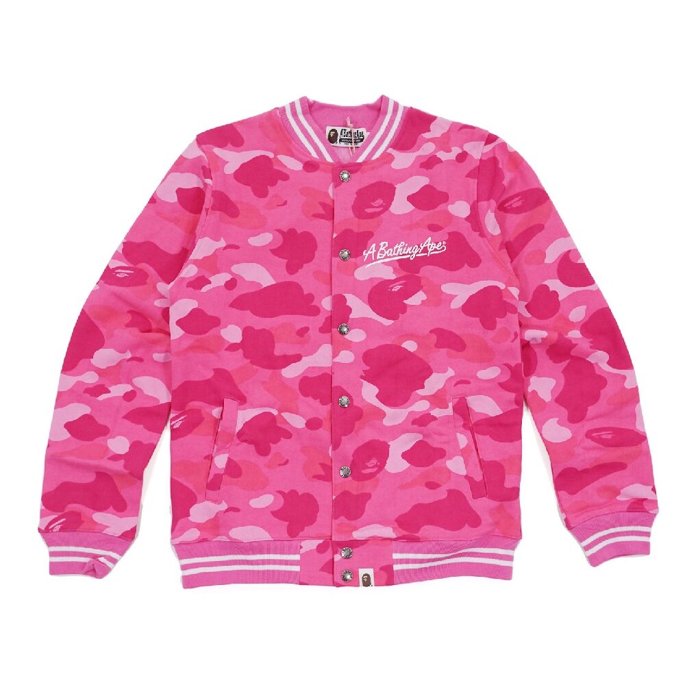 BAPE-Color-Camo-Sweat-Varsity-Jacket-Ladies-Pink